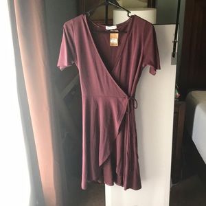 Maroon Wrap Skater Mini Dress